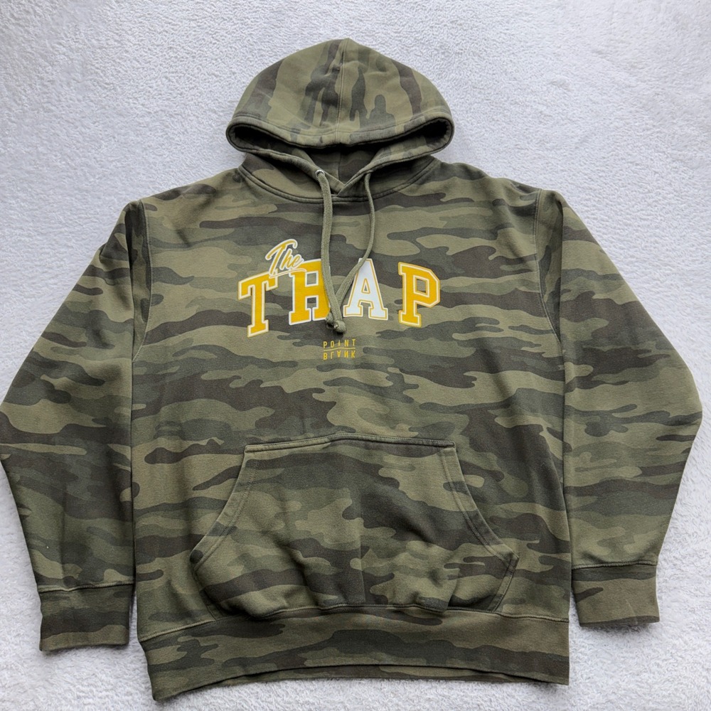 Point Blank‎ The Trap Camo Hoodie Mens M USA Made Camouflage Graphic Sweatshirt